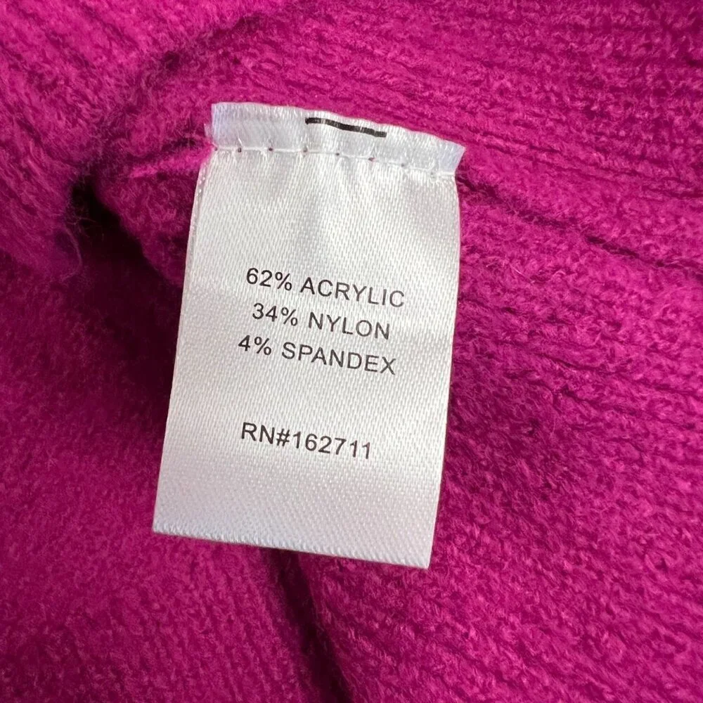 99 Jane Street Womens Knit Cardigan Pearls Button Up Fuchsia Size Small New